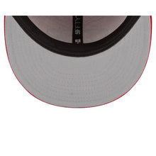 Load image into Gallery viewer, San Francisco 49ers New Era NFL 59Fifty 5950 Fitted Hat Red Crown/Visor Team Color Logo with Multiple Patches Gray UV (City Transit)