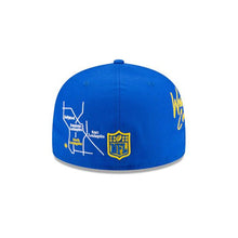 Load image into Gallery viewer, Los Angeles Rams New Era NFL 59Fifty 5950 Fitted Hat Royal Blue Crown/Visor Team Color Logo with Multiple Patches Gray UV (City Transit)