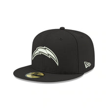 Load image into Gallery viewer, Los Angeles Chargers New Era NFL 59FIFTY 5950 Fitted Cap Hat Black Crown/Visor White/Black Logo