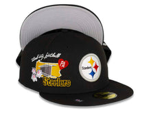 Load image into Gallery viewer, Pittsburgh Steelers New Era NFL 59FIFTY 5950 Fitted Cap Hat Black Crown/Visor Team Color Logo (City Cluster)