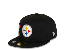 Load image into Gallery viewer, Pittsburgh Steelers New Era NFL 59FIFTY 5950 Fitted Cap Hat Black Crown/Visor Team Color Logo (City Cluster)