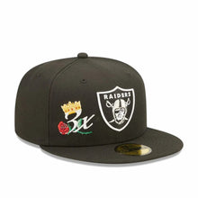 Load image into Gallery viewer, Las Vegas Raiders New Era 59FIFTY 5950 Fitted Cap Hat Black Crown/Visor Team Color Logo (Crown Champs)