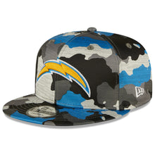 Load image into Gallery viewer, Los Angeles Chargers New Era NFL 9FIFTY 950 Snapback Cap Hat Team Color Camo Crown/Visor Team Color Logo (2022 NFL Training Camp)