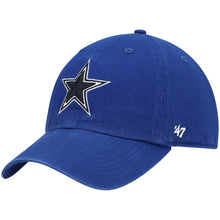 Load image into Gallery viewer, Dallas Cowboys '47 Brand NFL Clean Up Adjustable Cap Hat Royal Blue Crown/Visor Team Color Logo