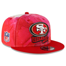 Load image into Gallery viewer, San Francisco 49ers New Era NFL 9FIFTY 950 2022 Sideline Snapback Cap Hat Red Ink Crown/Visor Team Color Logo