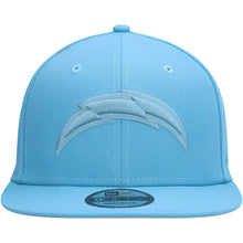 Load image into Gallery viewer, Los Angeles Chargers New Era NFL 9FIFTY 950 Snapback Cap Hat Light Blue Crown/Visor Glisten Blue Logo Gray UV (Color Pack)