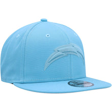 Load image into Gallery viewer, Los Angeles Chargers New Era NFL 9FIFTY 950 Snapback Cap Hat Light Blue Crown/Visor Glisten Blue Logo Gray UV (Color Pack)