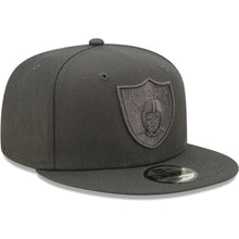 Load image into Gallery viewer, Las Vegas Raiders New Era 9FIFTY 950 Snapback Cap Hat Dark Gray Crown/Visor Dark Gray Logo Gray UV