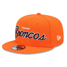 Load image into Gallery viewer, Denver Broncos New Era NFL 9FIFTY 950 Snapback Cap Hat Orange Crown/Visor Navy/White Text Logo