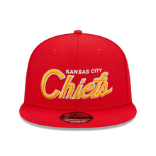 Load image into Gallery viewer, Kansas City Chiefs New Era NFL 9FIFTY 950 Snapback Cap Hat Red Crown/Visor Yellow/White Text Logo