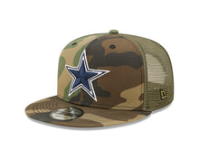 Load image into Gallery viewer, Dallas Cowboys New Era 9FIFTY 950 Trucker Mesh Snapback Cap Hat Camo Crown/Visor Navy Logo