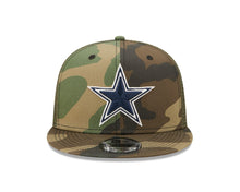 Load image into Gallery viewer, Dallas Cowboys New Era 9FIFTY 950 Trucker Mesh Snapback Cap Hat Camo Crown/Visor Navy Logo