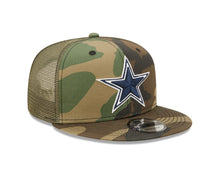 Load image into Gallery viewer, Dallas Cowboys New Era 9FIFTY 950 Trucker Mesh Snapback Cap Hat Camo Crown/Visor Navy Logo