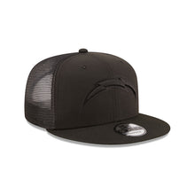 Load image into Gallery viewer, Los Angeles Chargers New Era NFL 9FIFTY 950 Trucker Mesh Snapback Cap Hat Black Crown/Visor Black Logo