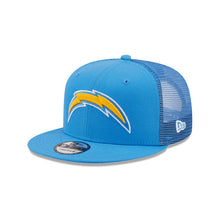 Load image into Gallery viewer, Los Angeles Chargers New Era NFL 9FIFTY 950 Trucker Mesh Snapback Cap Hat Sky Blue Crown/Visor Sky Blue Logo
