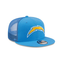 Load image into Gallery viewer, Los Angeles Chargers New Era NFL 9FIFTY 950 Trucker Mesh Snapback Cap Hat Sky Blue Crown/Visor Sky Blue Logo