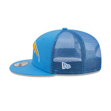 Load image into Gallery viewer, Los Angeles Chargers New Era NFL 9FIFTY 950 Trucker Mesh Snapback Cap Hat Sky Blue Crown/Visor Sky Blue Logo