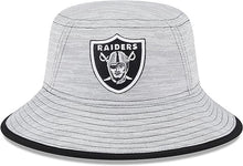 Load image into Gallery viewer, Las Vegas Raiders New Era Bucket Cap Hat White Crown/Visor Team Color Logo