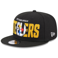 Load image into Gallery viewer, Pittsburgh Steelers New Era NFL 9FIFTY 950 Snapback Cap Hat Black Crown/Visor Team Color Logo (2023 Draft)