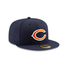 Load image into Gallery viewer, Chicago Bears New Era NFL 59Fifty 5950 Fitted Hat Navy Crown/Visor Orange/White Team Color "C" Logo