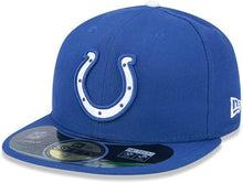 Load image into Gallery viewer, Indianapolis Colts New Era NFL 59FIFTY 5950 Fitted Sideline Cap Hat Royal Blue Crown/Visor Eam Color Logo 1984 World Series Side Patch