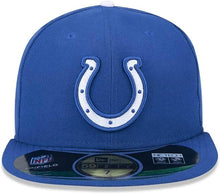 Load image into Gallery viewer, Indianapolis Colts New Era NFL 59FIFTY 5950 Fitted Sideline Cap Hat Royal Blue Crown/Visor Eam Color Logo 1984 World Series Side Patch