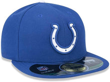 Load image into Gallery viewer, Indianapolis Colts New Era NFL 59FIFTY 5950 Fitted Sideline Cap Hat Royal Blue Crown/Visor Eam Color Logo 1984 World Series Side Patch