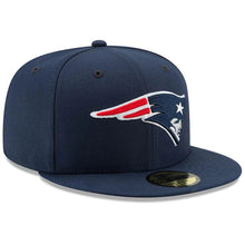 Load image into Gallery viewer, New England Patriots New Era NFL 59FIFTY 5950 Fitted Sideline Cap Hat Navy Crown/Visor Team Color Logo