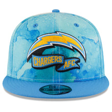 Load image into Gallery viewer, Los Angeles Chargers New Era NFL 9FIFTY 950 Snapback Cap Hat Sky Blue/White Crown Sky Blue Visor Team Color Logo Sky Blue UV (2022 Sideline Ink)
