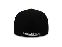 Load image into Gallery viewer, Pittsburgh Steelers Mitchell & Ness Fitted Cap Hat Black Crown Yellow Visor Script Team Color Logo (Vice)