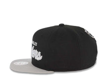 Load image into Gallery viewer, Los Angeles Raiders Mitchell & Ness Snapback Cap Hat Black Crown Gray Visor Gray/White Script Logo Green UV