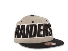Load image into Gallery viewer, Las Vegas Raiders New Era NFL 59FIFTY 5950 Fitted Cap Hat Heather Gray Crown Black Visor Black/White Logo Green UV