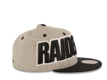 Load image into Gallery viewer, Las Vegas Raiders New Era NFL 59FIFTY 5950 Fitted Cap Hat Heather Gray Crown Black Visor Black/White Logo Green UV