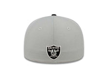 Load image into Gallery viewer, Los Angeles Raiders Mitchell & Ness NFL Fitted Cap Hat Gray Crown Black Visor Black/White Script Logo