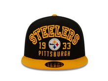 Load image into Gallery viewer, Pittsburgh Steelers New Era NFL Fitted Cap Hat Black Crown Yellow Visor 1933 Block Team Color Logo (Word Knock)