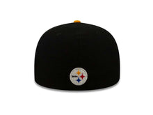 Load image into Gallery viewer, Pittsburgh Steelers New Era NFL Fitted Cap Hat Black Crown Yellow Visor 1933 Block Team Color Logo (Word Knock)