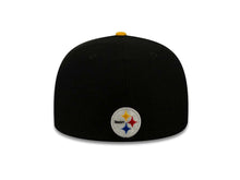 Load image into Gallery viewer, Pittsburgh Steelers New Era NFL 59FIFTY 5950 Fitted Cap Hat Black Crown Yellow Visor Yellow/White Block Logo (Chop Block)