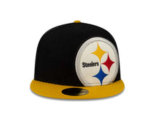 Load image into Gallery viewer, Pittsburgh Steelers New Era NFL 59FIFTY 5950 Fitted Cap Hat Black Crown Yellow Visor Team Color Logo (Felt Frill)
