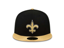 Load image into Gallery viewer, New Orleans Saints New Era NFL 59FIFTY 5950 Fitted Cap Hat Black Crown Metallic Gold Visor Metallic Gold/White Logo