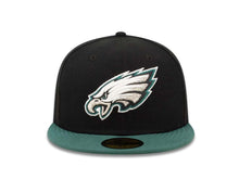 Load image into Gallery viewer, Philadelphia Eagles New Era NFL 59FIFTY 5950 Fitted Cap Hat Black Crown Green Visor Team Color Logo