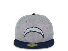 Load image into Gallery viewer, Los Angeles Chargers New Era NFL 59FIFTY 5950 Fitted Cap Hat Heather Gray Crown Navy Visor Gray/Navy Logo