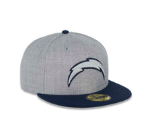 Load image into Gallery viewer, Los Angeles Chargers New Era NFL 59FIFTY 5950 Fitted Cap Hat Heather Gray Crown Navy Visor Gray/Navy Logo