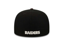 Load image into Gallery viewer, Oakland Raiders New Era 59FIFTY 5950 Fitted Cap Hat Black Crown Brown Leather Visor Team Color Logo