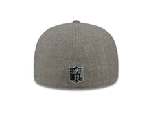 Load image into Gallery viewer, Oakland Raiders New Era 59FIFTY 5950 Fitted Cap Hat Heather Gray Crown Black Leopard Print Visor Team Color Logo (Leopardvize)