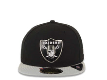 Load image into Gallery viewer, Oakland Raiders New Era 59FIFTY 5950 Fitted Cap Hat Black Crown Gray Visor Team Color Logo (2015 Draft)
