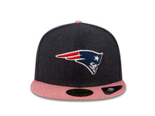 Load image into Gallery viewer, New England Patriots New Era NFL 59FIFTY 5950 Fitted Cap Hat Heather Navy Crown Heather Red Visor Team Color Logo