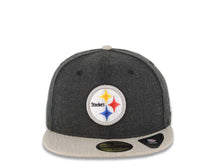 Load image into Gallery viewer, Pittsburgh Steelers New Era NFL 59FIFTY 5950 Fitted Cap Hat Heather Dark Gray Crown Heather Gray Visor Team Color Logo
