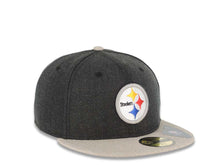 Load image into Gallery viewer, Pittsburgh Steelers New Era NFL 59FIFTY 5950 Fitted Cap Hat Heather Dark Gray Crown Heather Gray Visor Team Color Logo