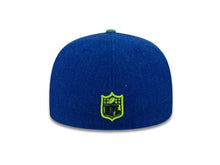 Load image into Gallery viewer, Seattle Seahawks New Era NFL 59FIFTY 5950 Fitted Cap Hat Heather Navy Crown Heather Green Visor Team Color Logo