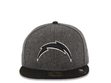 Load image into Gallery viewer, San Diego Chargers New Era NFL 59FIFTY 5950 Fitted Cap Hat Melton Gray Crown Black Visor Black/White Logo
